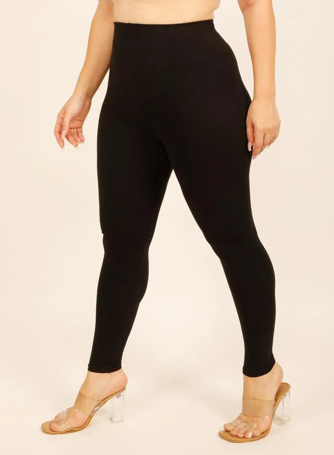 Take Two Women Black Solid Cotton Leggings By Dunberry London